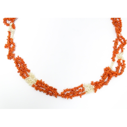 721 - Sections of a coral branch bead necklace