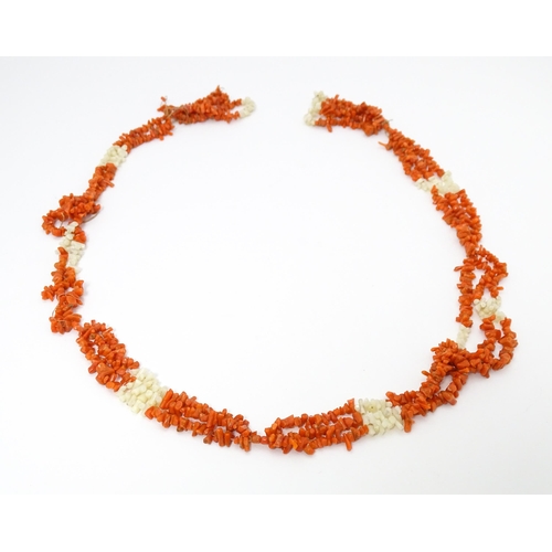 721 - Sections of a coral branch bead necklace