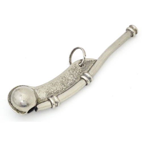 801A - Militaria : a 20thC steel naval Bosun's whistle. Approx. 4 1/2