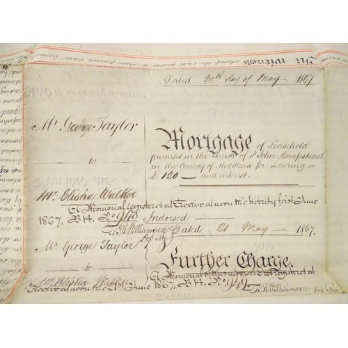 980 - A quantity of late 19thC / early 20thC handwritten documents, to include deeds relating to the lease... 