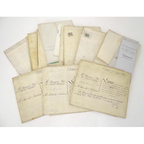 980 - A quantity of late 19thC / early 20thC handwritten documents, to include deeds relating to the lease... 