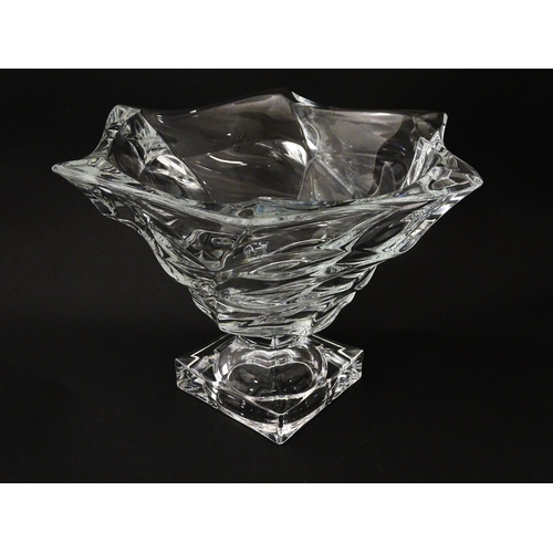 233 - A Czechoslovakian glass / crystal pedestal bowl. Signed under Bohemia Treasury. Approx. 8 1/4