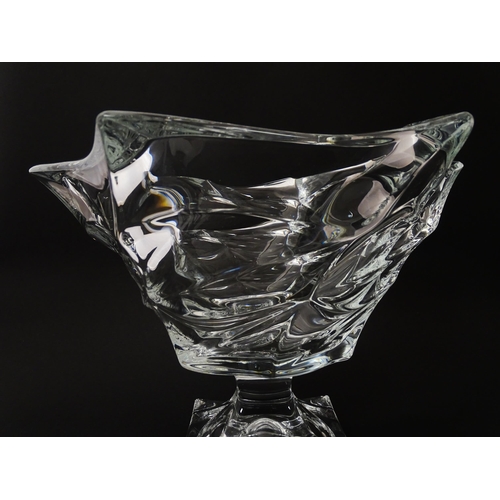 233 - A Czechoslovakian glass / crystal pedestal bowl. Signed under Bohemia Treasury. Approx. 8 1/4