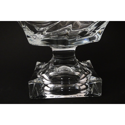 233 - A Czechoslovakian glass / crystal pedestal bowl. Signed under Bohemia Treasury. Approx. 8 1/4