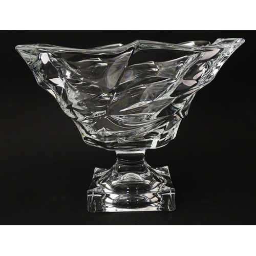 233 - A Czechoslovakian glass / crystal pedestal bowl. Signed under Bohemia Treasury. Approx. 8 1/4