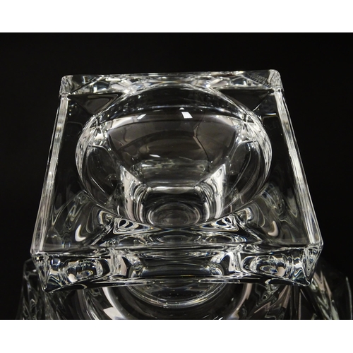 233 - A Czechoslovakian glass / crystal pedestal bowl. Signed under Bohemia Treasury. Approx. 8 1/4