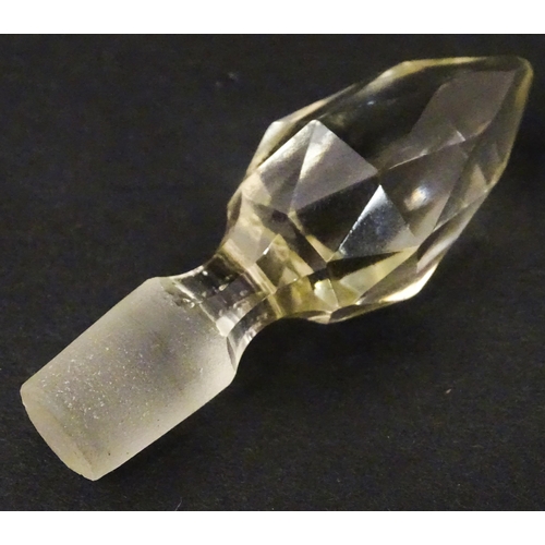 234 - A cut glass scent / perfume bottle and stopper, the silver collar with banded detail and hallmarked ... 