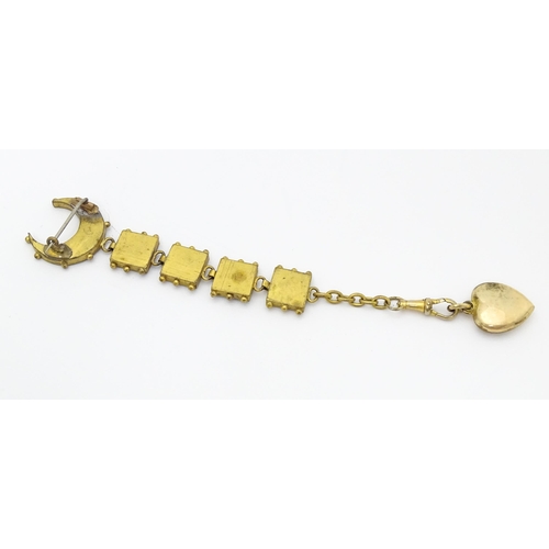 678 - A late 19th / early 20thC gilt metal fob watch hanger with micro mosaic detail. Approx. 4 1/2