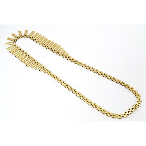 685 - A 9ct gold necklace formed as a Cleopatra collar. Approx 16