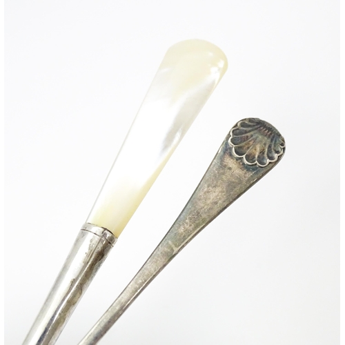 441 - A mother of pearl handled fork hallmarked Birmingham 1915 maker Thomas H Vale Ltd. together with a p... 