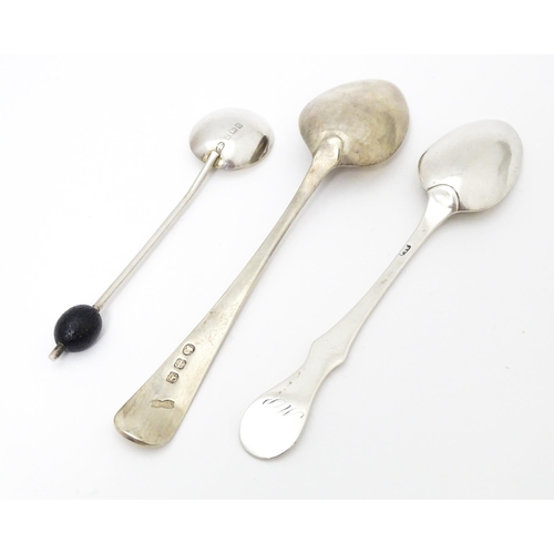 454 - Three various silver spoons to include a 19thC teaspoon hallmarked London 1814, maker William Batema... 