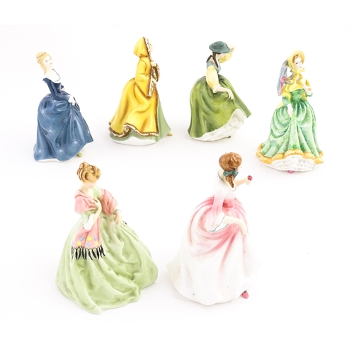 147 - Five Royal Doulton ladies comprising Tender Moment HN3303, Fragrance HN2334, Rachel HN2919, Buttercu... 