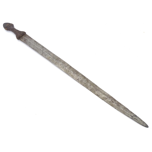 1077 - Militaria / Arms & Armour : a 19thC Tebu sword (Chad, Central Africa), the 28 1/2