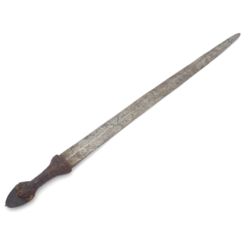 1077 - Militaria / Arms & Armour : a 19thC Tebu sword (Chad, Central Africa), the 28 1/2