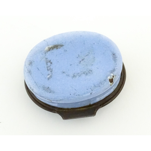 1120 - A 19thC Bilston enamel patch box, the lid decorated with a goat in a landscape. Approx. 1