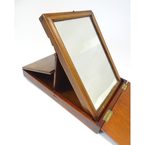 1189 - Militaria: a 19thC British Army artillery Officer's campaign mirror, the mahogany case enclosing a f... 