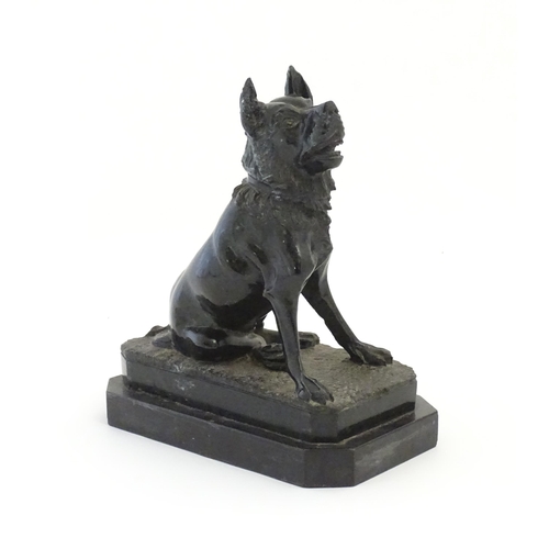 1191 - A 19thC Italian Grand Tour carved green serpentine hardstone model of the Dog of Alciabades, or The ... 