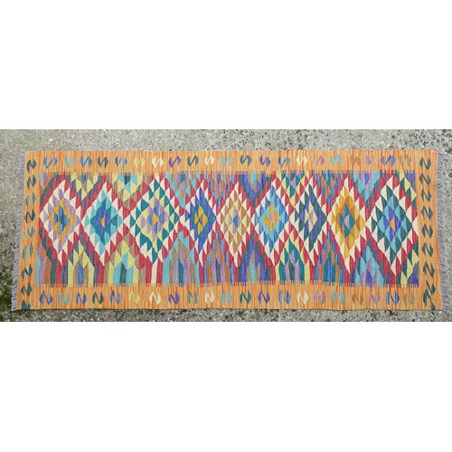 1287 - Carpet / Rug : An Anatolian Turkish Kilim with geometric detail. Approx. 78 1/4 x 29 1/2