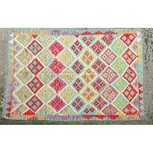 1291 - Carpet / Rug : An Anatolian Turkish Kilim with geometric motifs. Approx. 72 1/2 x 49 1/4