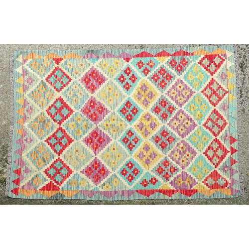 1291 - Carpet / Rug : An Anatolian Turkish Kilim with geometric motifs. Approx. 72 1/2 x 49 1/4