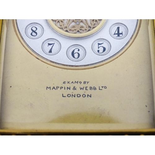 1296 - An early 20thC French carriage clock by Richard et Cie with Arabic numerals to dial and signed to fr... 