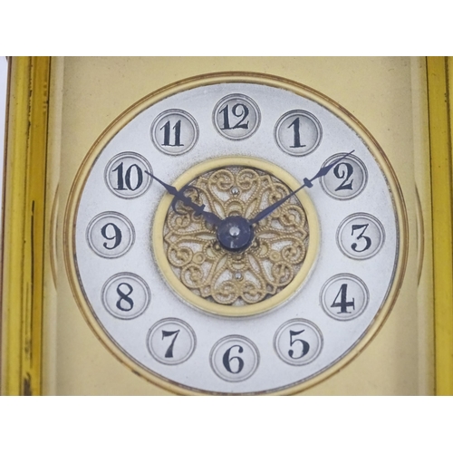 1296 - An early 20thC French carriage clock by Richard et Cie with Arabic numerals to dial and signed to fr... 