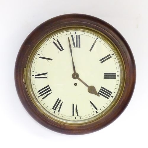 1304 - A mahogany cased single fusee wall clock  with Roman numerals to the 12