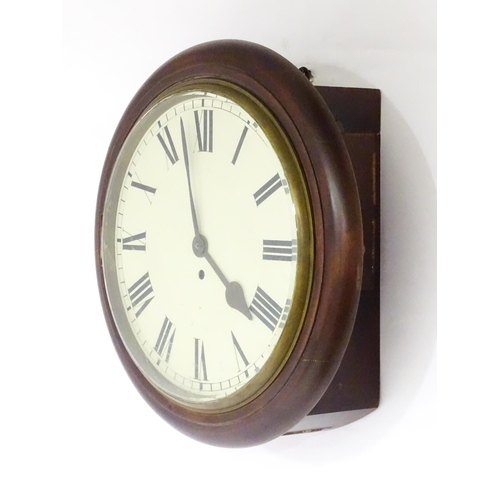 1304 - A mahogany cased single fusee wall clock  with Roman numerals to the 12