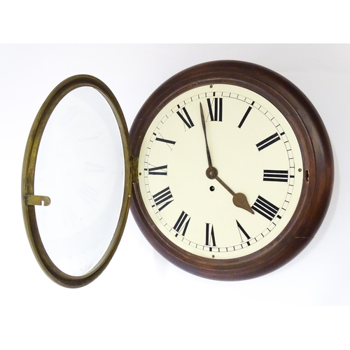 1304 - A mahogany cased single fusee wall clock  with Roman numerals to the 12