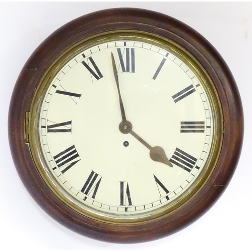 1304 - A mahogany cased single fusee wall clock  with Roman numerals to the 12