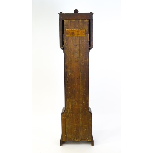 1307 - A late 18thC oak cased 8-day longcase clock. The silvered dial with Roman and Arabic numerals, subsi... 