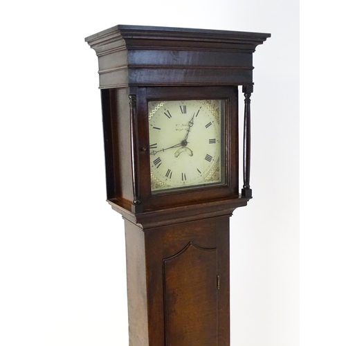 1309 - An early 19thC 30-hour oak cased long case clock. The painted dial signed Wm Nelson, Steeple Aston ?... 