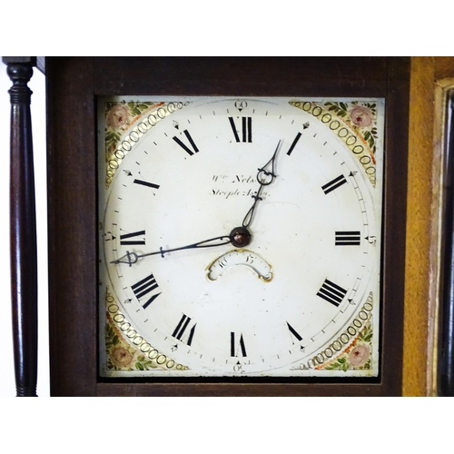 1309 - An early 19thC 30-hour oak cased long case clock. The painted dial signed Wm Nelson, Steeple Aston ?... 