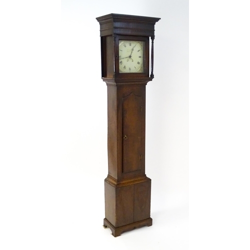 1309 - An early 19thC 30-hour oak cased long case clock. The painted dial signed Wm Nelson, Steeple Aston ?... 