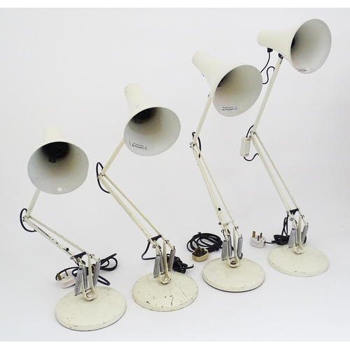 1319 - Four late 20thC Anglepoise table tamps, each with white finish and extending to approx 35