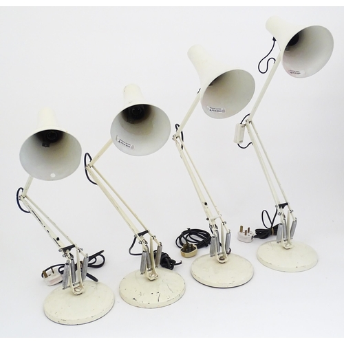 1319 - Four late 20thC Anglepoise table tamps, each with white finish and extending to approx 35