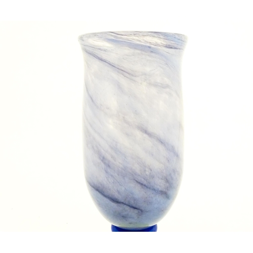 249 - Dan Aston : A large studio glass vase worked in red, blue, lime green and purple glass by Dan Aston.... 