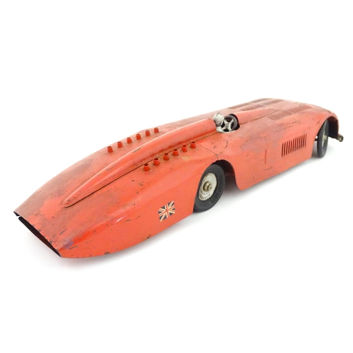 828 - Toy: An early 20thC American Kingsbury scale model clockwork race car Sunbeam with Dunlop Cord Racin... 