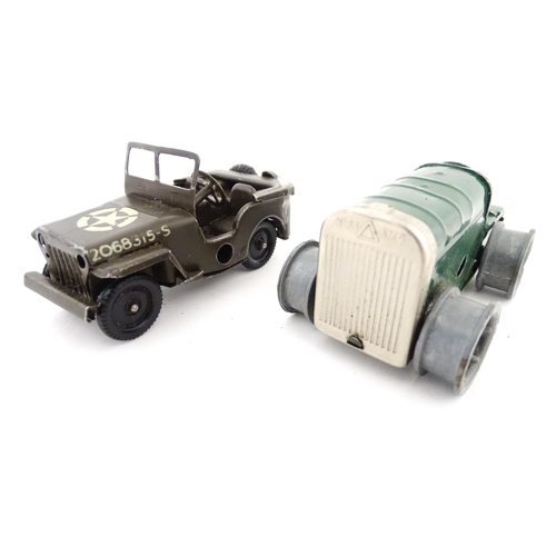 832 - Toys: Four 20thC tinplate scale model vehicles comprising a Triang Minic Mechanical Horse and Traile... 