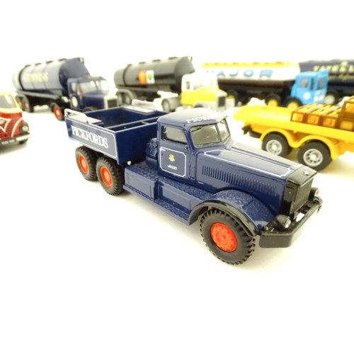 840 - Toys: A quantity of die cast scale model Corgi Toys to include a Scammell Highwayman Tanker Guinness... 