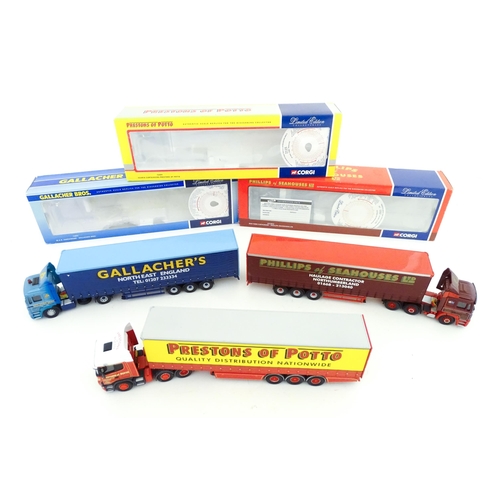 849 - Toys: Three Corgi Toys die cast scale model lorries / haulage vehicles comprising MAN F2000 Phillips... 