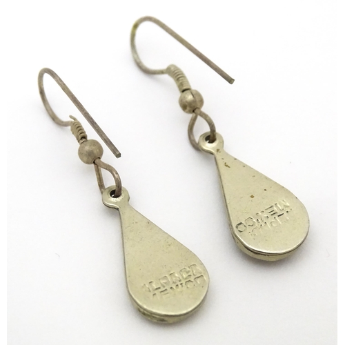 744 - A pair of 9ct gold drop earrings. Together with assorted earrings.