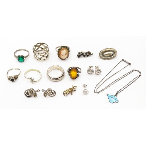 749 - A quantity of silver, white metal and silver plate jewellery etc. to include two pairs of silver ear... 