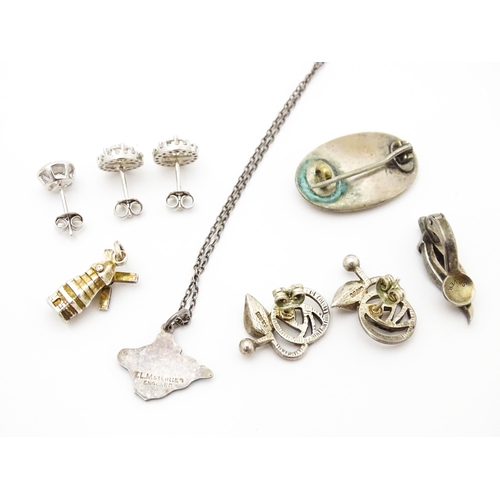 749 - A quantity of silver, white metal and silver plate jewellery etc. to include two pairs of silver ear... 