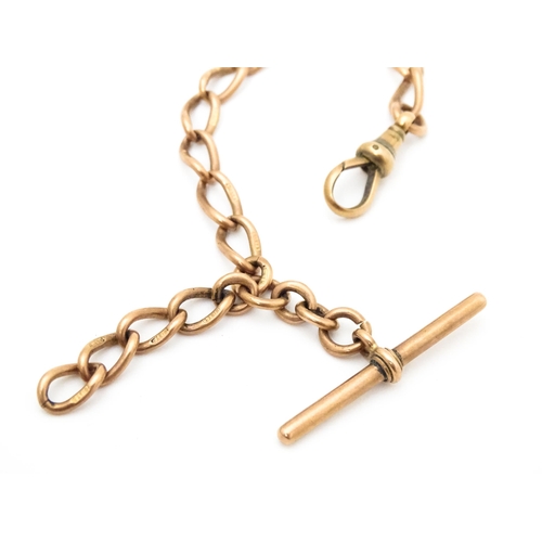 752 - A 9ct gold graduated link watch chain.