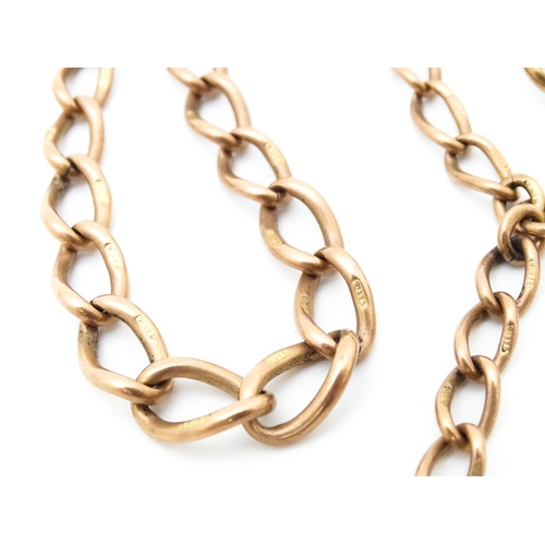 752 - A 9ct gold graduated link watch chain.