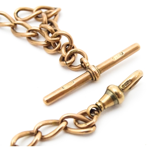 752 - A 9ct gold graduated link watch chain.