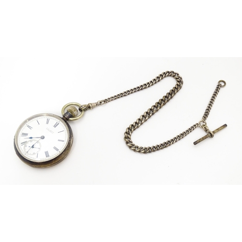 755 - A Victorian silver pocket watch, the white enamel dial with Roman numerals and subsidiary seconds di... 