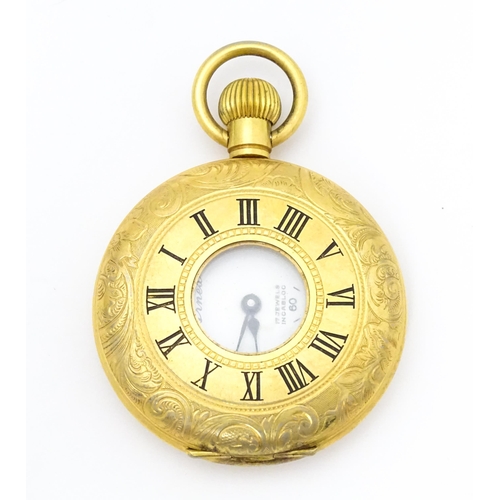 759 - Arnex Time Co. Inc : A gold plated pocket watch, the dial signed Arnex . Approx 1 3/4