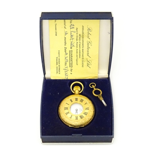 759 - Arnex Time Co. Inc : A gold plated pocket watch, the dial signed Arnex . Approx 1 3/4